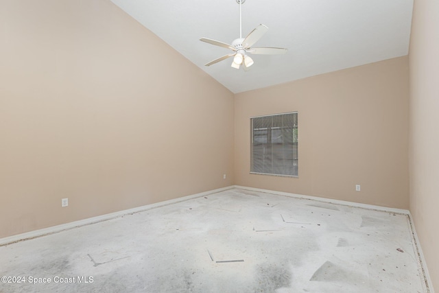 867 S Patrick Dr, Satellite Beach, FL 32937 - spare room with lofted ceiling and a ceiling fan