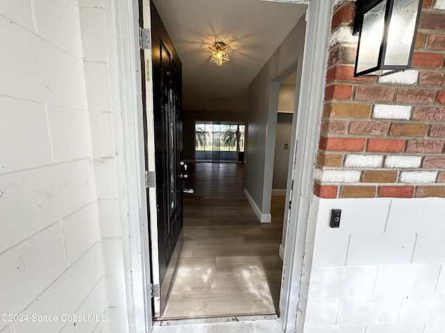 hallway featuring dark hardwood / wood-style flooring