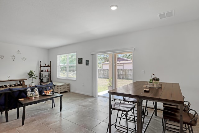 view of tiled dining room