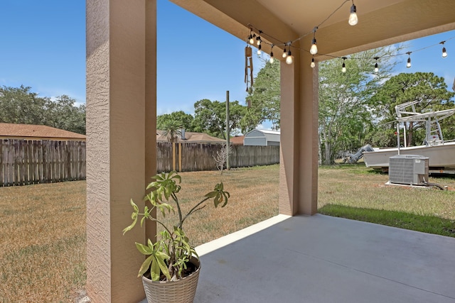 view of patio featuring central AC unit