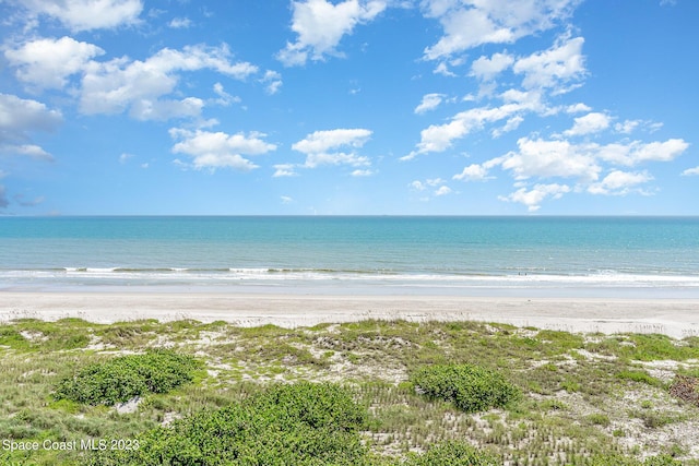 view of water feature with a view of the beach