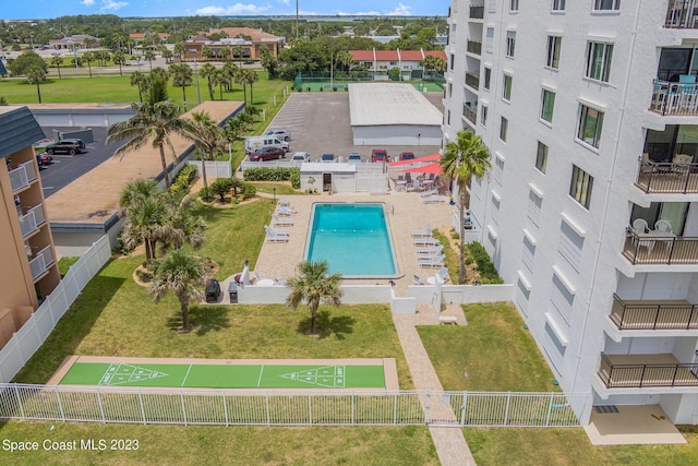 650 N Atlantic Ave # 706, Cocoa Beach, FL 32931 - bird's eye view of a pool area