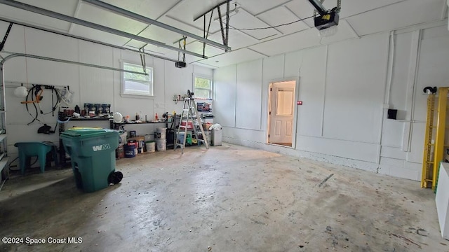 garage with a garage door opener