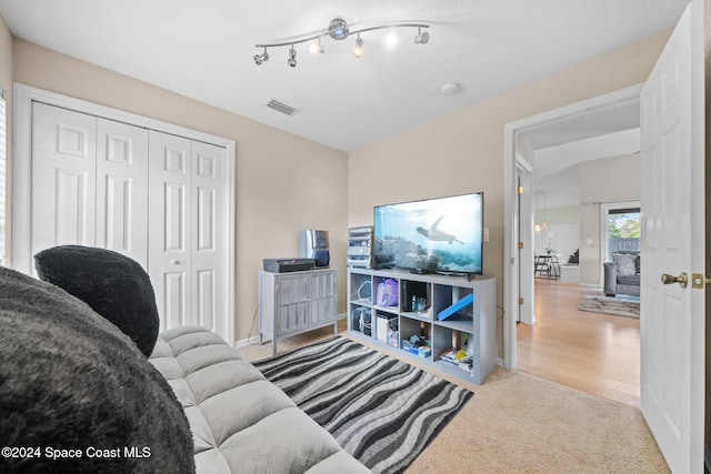 living room featuring light hardwood / wood-style flooring