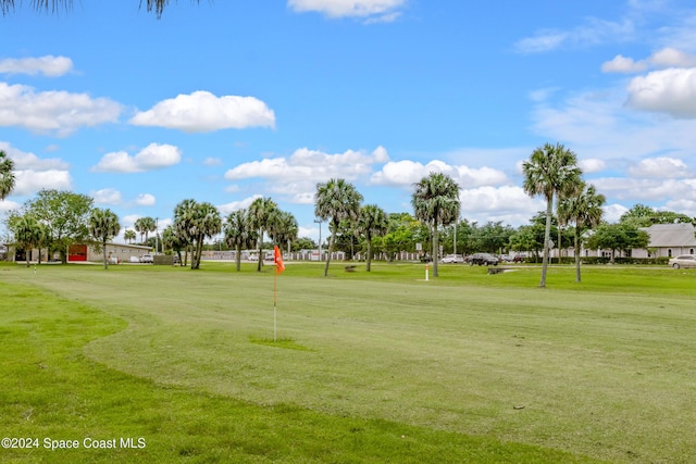 view of property's community featuring a lawn