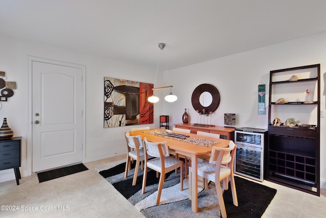 dining room featuring beverage cooler