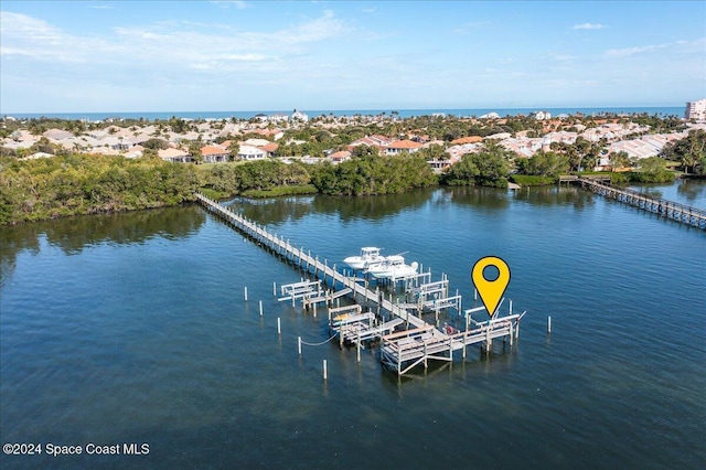 dock area featuring a water view