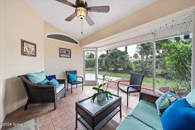 view of patio / terrace featuring an outdoor living space and ceiling fan