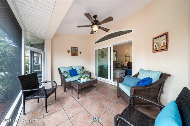 view of patio / terrace with an outdoor living space and ceiling fan