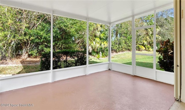 view of unfurnished sunroom