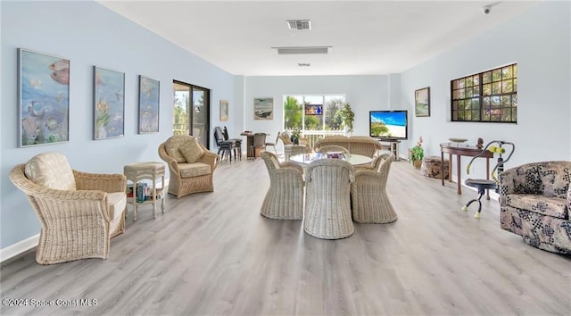 dining area featuring light hardwood / wood-style floors