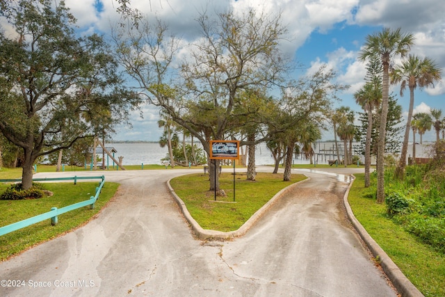 view of road featuring a water view