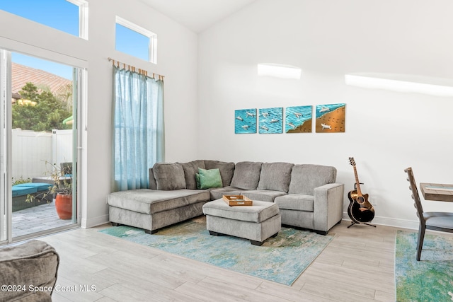 living room featuring light hardwood / wood-style floors