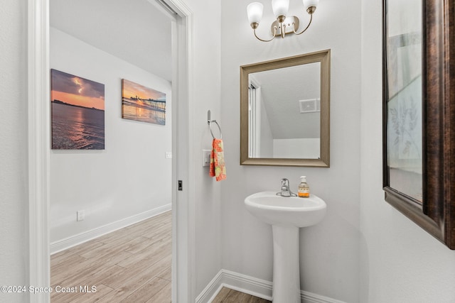 bathroom featuring hardwood / wood-style flooring