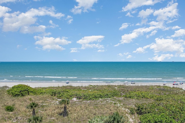 view of water feature with a view of the beach