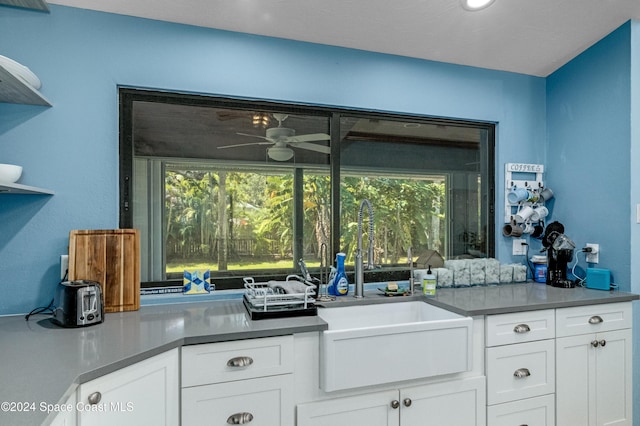 kitchen with sink, white cabinets, and a healthy amount of sunlight