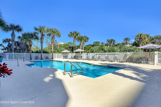 view of pool featuring a patio