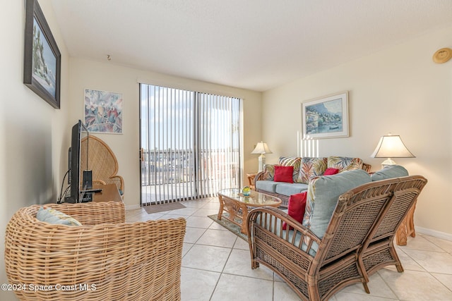 view of tiled living room