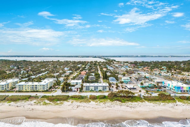 aerial view with a beach view and a water view