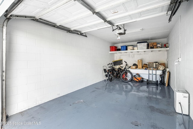 garage with a garage door opener