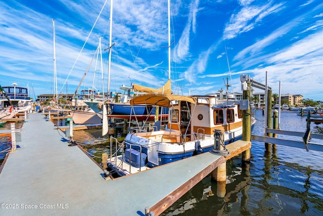 view of dock featuring a water view