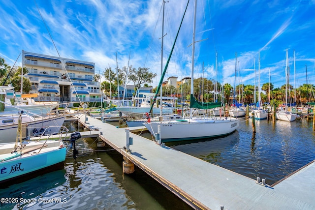 dock area featuring a water view