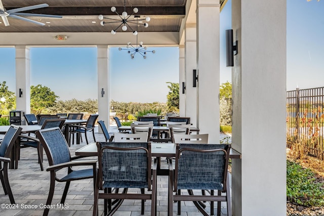 view of patio / terrace featuring ceiling fan