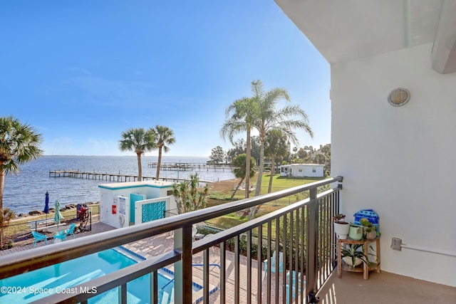 balcony with a water view