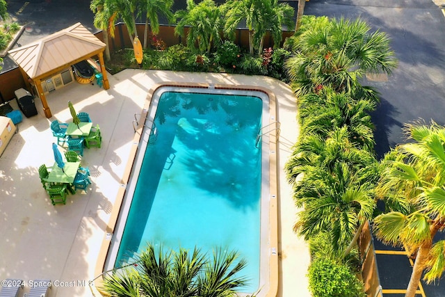 view of swimming pool featuring a patio