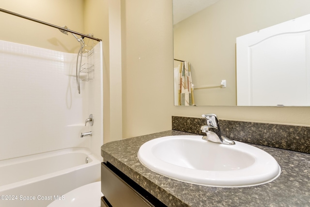 2342 Planter Ridge Ct, Palm Bay, FL 32909 - full bathroom with vanity and shower / bathtub combination with curtain
