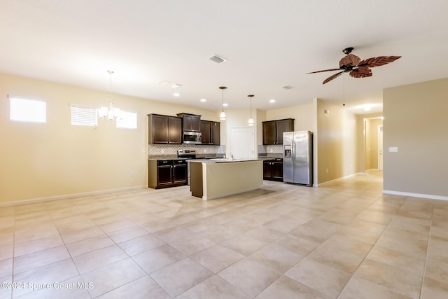 2342 Planter Ridge Ct, Palm Bay, FL 32909 - kitchen featuring stainless steel appliances, open floor plan, and backsplash