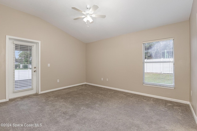 1796 Alaqua Way, Melbourne, FL 32904 - carpeted empty room featuring vaulted ceiling and ceiling fan