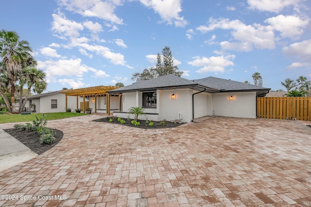 single story home with a garage