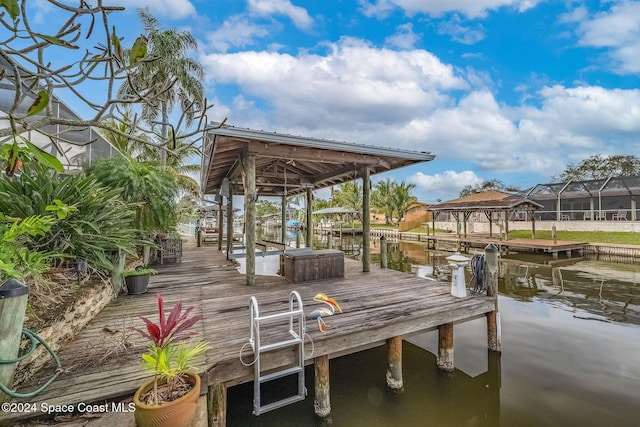 view of dock featuring a water view