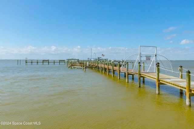 dock area featuring a water view