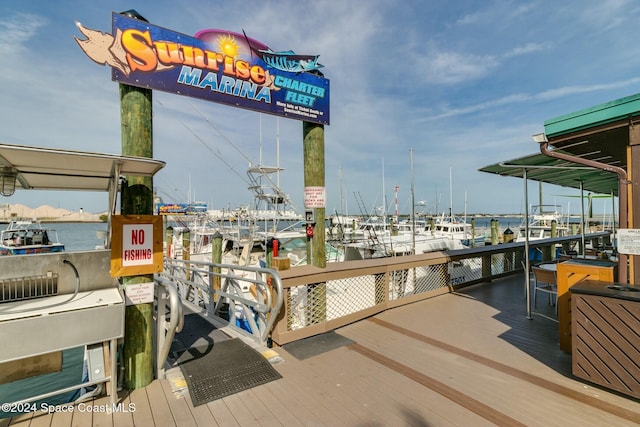 view of dock featuring a water view