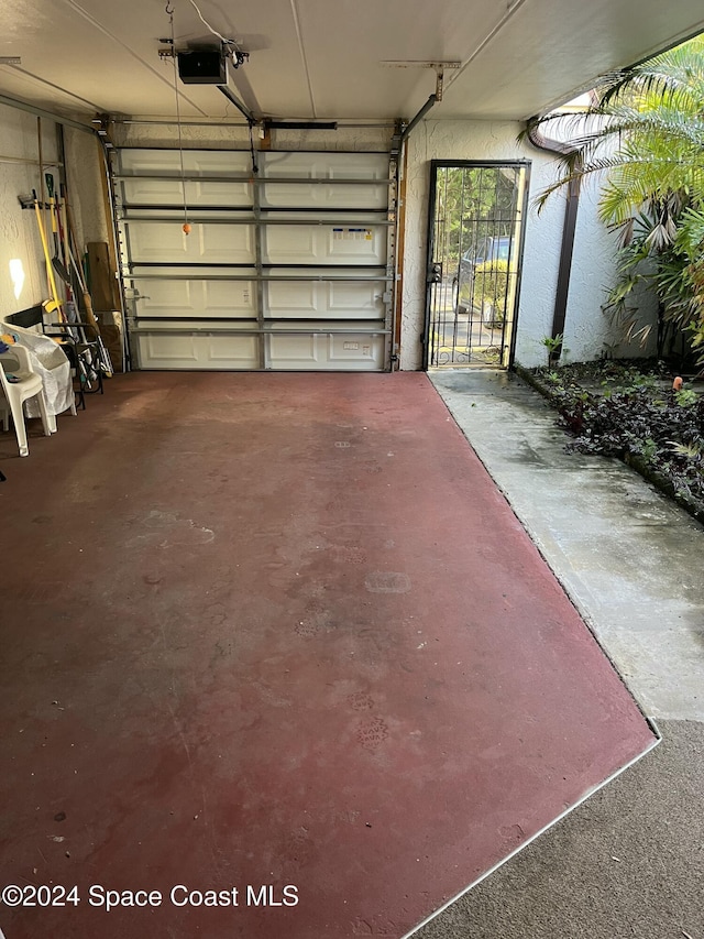 garage with a garage door opener