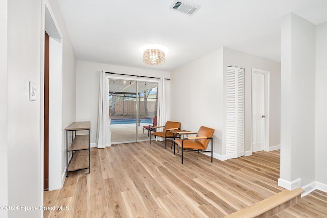 living area featuring light hardwood / wood-style flooring