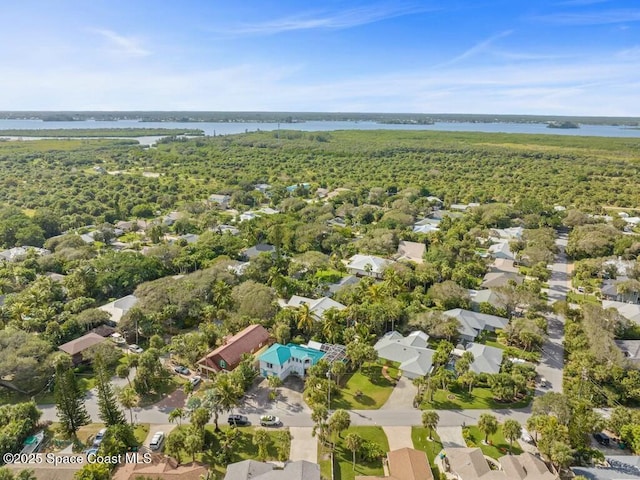 bird's eye view featuring a water view