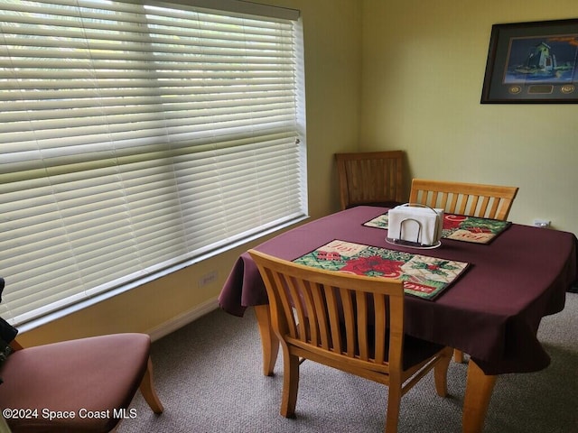 dining room featuring carpet flooring