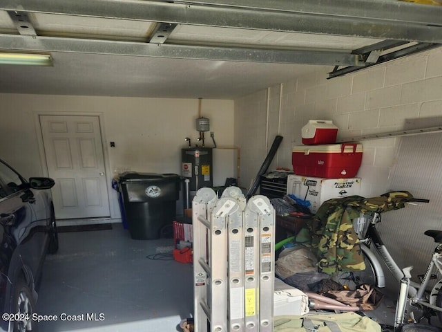 garage with electric water heater