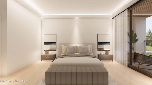 bedroom featuring light hardwood / wood-style flooring
