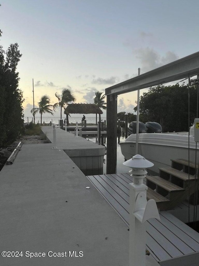 view of dock featuring a water view