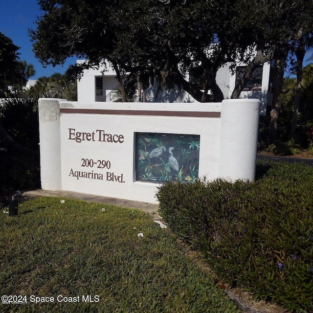 view of community sign