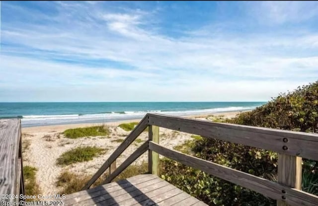 property view of water featuring a view of the beach