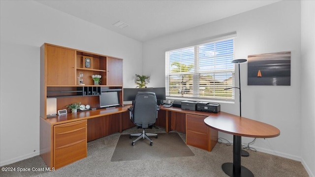 view of carpeted office space