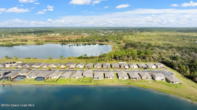 bird's eye view featuring a water view