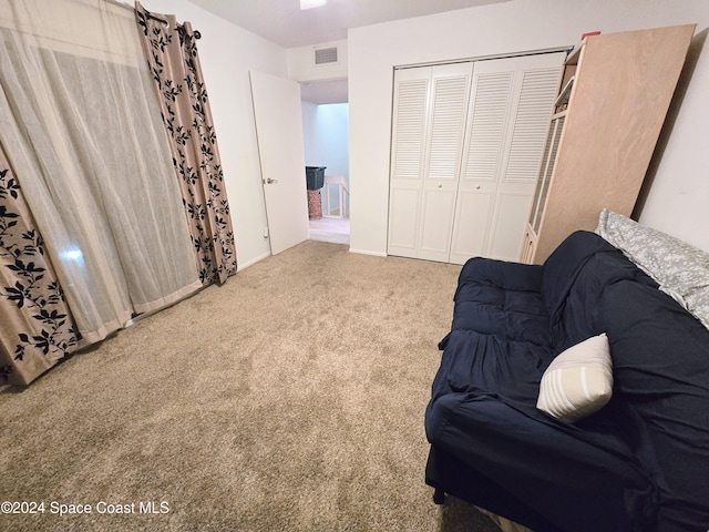 sitting room with light colored carpet