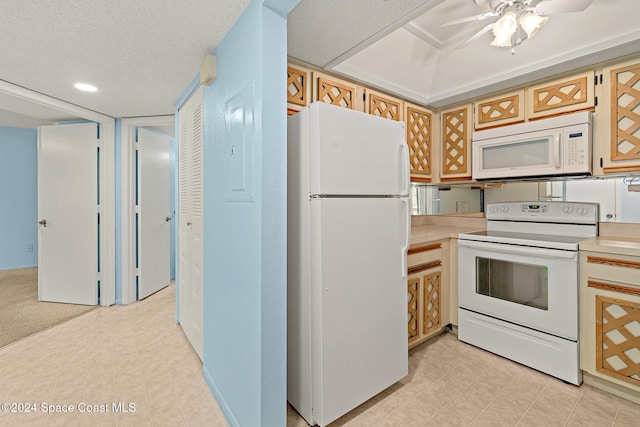 997 Sonesta Ave NE Unit 206, Palm Bay, FL 32905 - kitchen featuring white appliances, light countertops, a ceiling fan, and recessed lighting