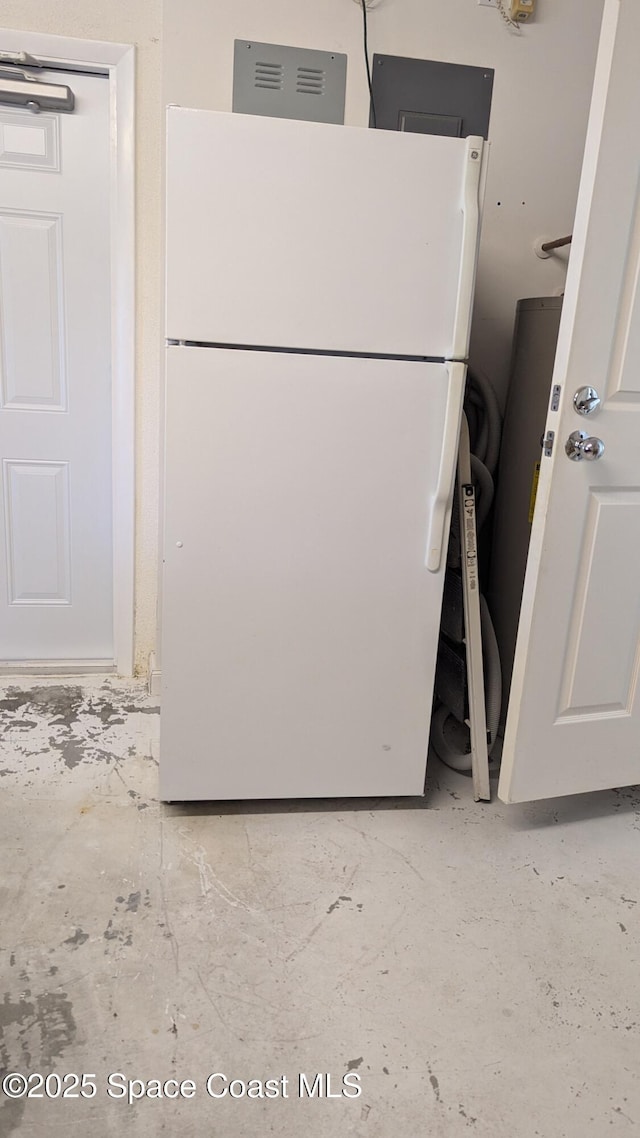 interior details featuring white refrigerator